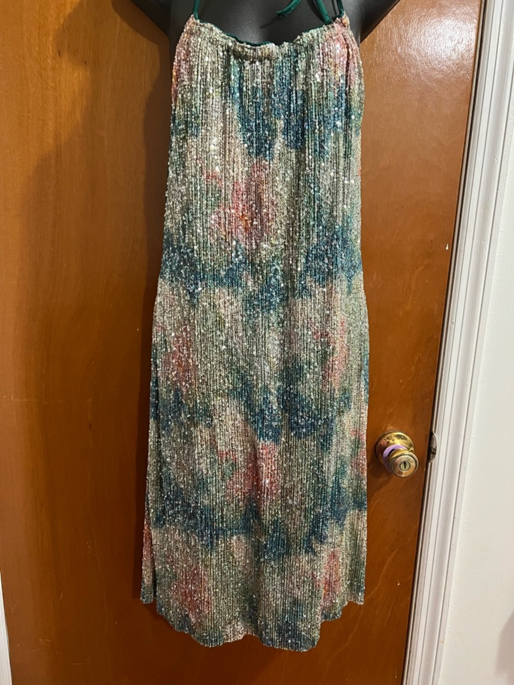 SHEIN Teal, Pink & Cream Beaded Maxi Dress